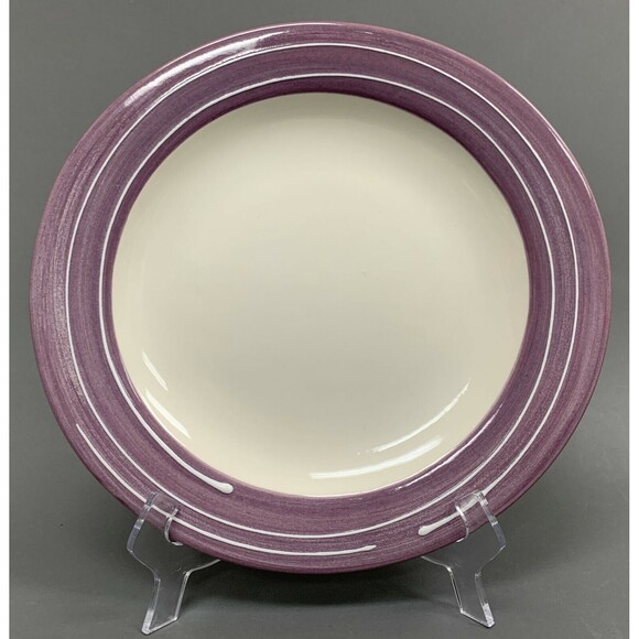 Americaware USA A Mallory Almost Round Purple White Dinner Plate 11 7/8 - Picture 1 of 7